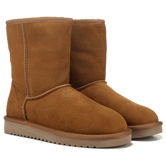Koolaburra By UGG Koola Short Winter Boot Chestnut Suede Fur Lined Womens 10 EUC - Picture 1 of 11